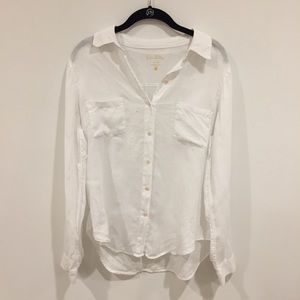 Lilly Pulitzer White Casual Linen Button Down